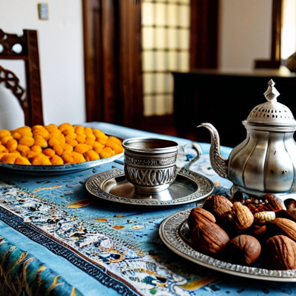 팔레스타인 전통 차와 허브티 - Traditional Palestinian Tea Service**

"A beautifully set table in a Palestinian home, showcasing tr...