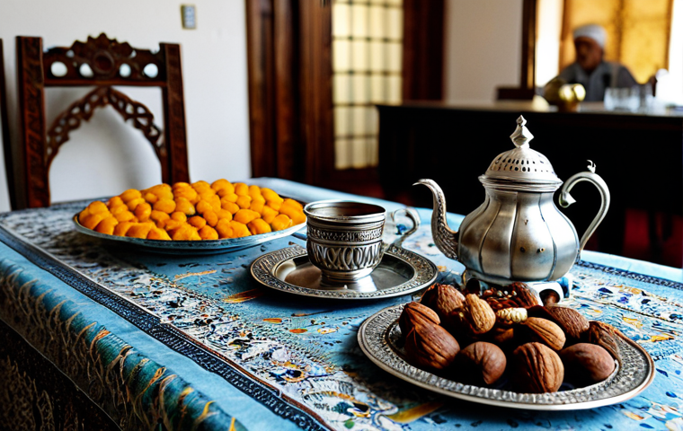 팔레스타인 전통 차와 허브티 - Traditional Palestinian Tea Service**

"A beautifully set table in a Palestinian home, showcasing tr...