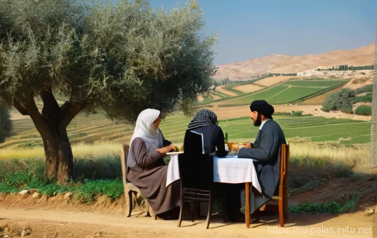 팔레스타인과 이스라엘 분쟁 원인 - **Prompt:** "A historical scene from early 20th century Palestine. Two families, one Jewish and one ...