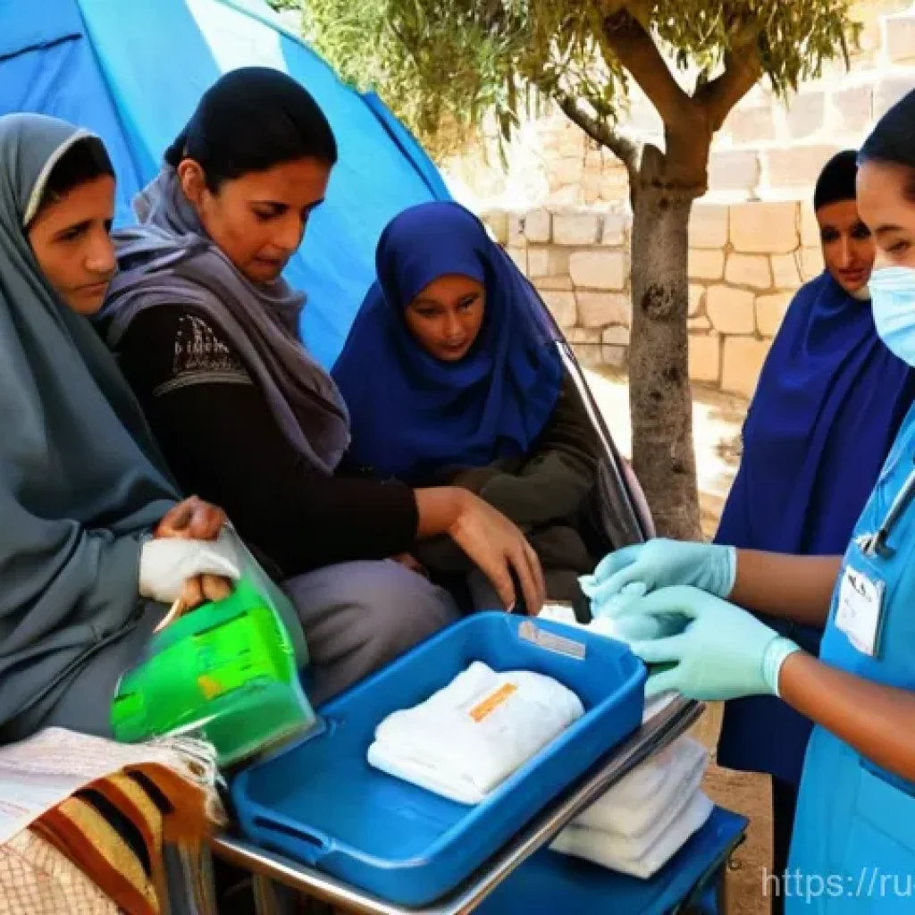 팔레스타인의 주요 NGO와 활동 - **Prompt 1: Community Healthcare in a Palestinian Village**
    "A vibrant, high-angle outdoor shot ...