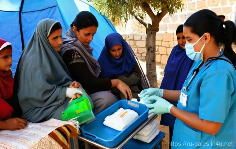팔레스타인의 주요 NGO와 활동 - **Prompt 1: Community Healthcare in a Palestinian Village**
    "A vibrant, high-angle outdoor shot ...