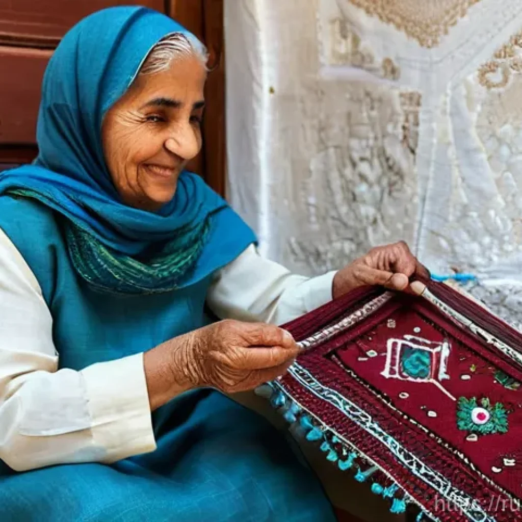 팔레스타인 전통 자수 예술 - **Prompt: Generational Wisdom of Tatreez**
    "A heartwarming scene depicting an elderly Palestinia...